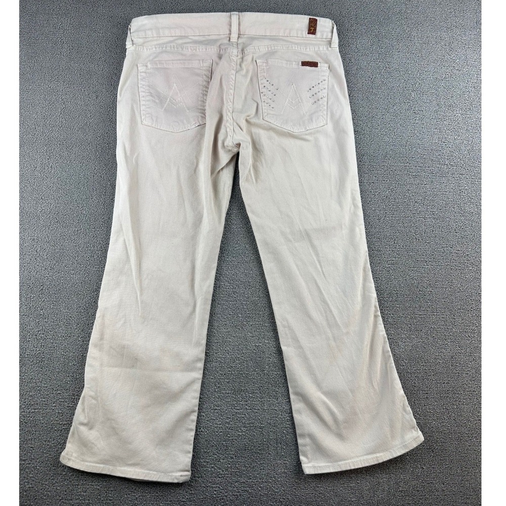 7 For All Mankind Bootcut Flare Jeans Women 30 Cream Beige Embellished Stretch
